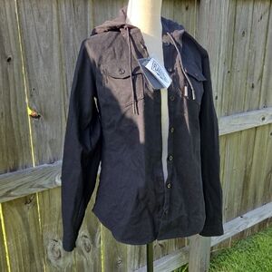 Flag Nor Fail Black Utility Jacket with Hood